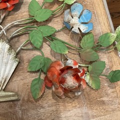 Vintage TOLE METAL WALL Hanging Floral Art Sculpture MCM