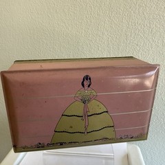 Vtg Gales Chocolates Tin Hinged Lid Candy Box Art Deco Lady Shabby Chic Belle
