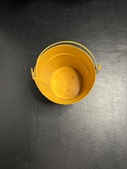 VINTAGE METAL PAIL COUNTRY FOLK ART HAND PAINTED BY Artist Unknown Double Sided