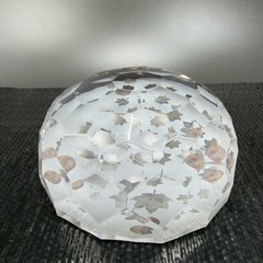Vintage Tipperary Clear Crystal Leaf Eire Paperweight Faceted Etched Ireland VTG