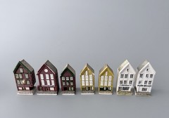 Dexter Bergen Norway Bryggen Miniature Buildings Set Of 7 Handmade 1994 Souvenir