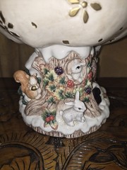 Rare Fitz And Floyd “Snowy Woods Footed Compote” Santa & Animals Centerpiece
