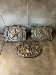 VTG Set of 3 Home Interiors Western Belt Buckle Rodeo Champion Wall Plaques