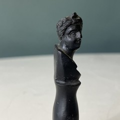 Antique Grand Tour Black Carved Lava Neoclassical Bust Figural Seal 19th C Italy