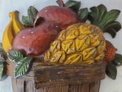 Set Of 4 Vintage Sexton 1978 Metal Wall Plaque Art Vegetables/Fruits n Baskets