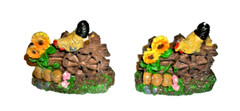 VINTAGE UNBRANDED TWO (2) CERAMIC FARM ROOSTER FENCE KNICK-KNACKS – VG – READ