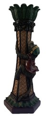 Chinoiserie Monkey Palm Beach Regency Chic Resin Candleholder 2001 CBK LTD 16”