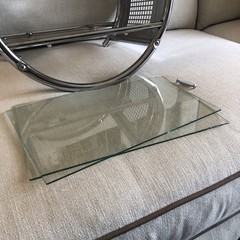 VTG Round Chrome Metal Glass Wall Shelf MCM Mesh Side Bauhaus Eileen Gray Circle