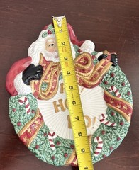 Fitz & Floyd SANTA WREATH Ho Ho Ho Canape Ceramic Serving Plate New In box Vtg