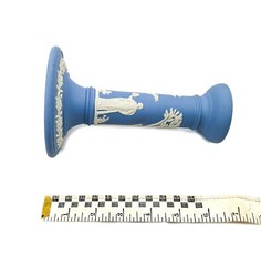 Vintage Wedgwood Blue & White Jasperware Candlestick Neoclassical Style England