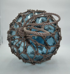VINTAGE GLASS FISHING FLOAT IN GREY BLUE