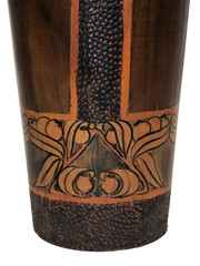 Very Large Art Nouveau Pokerwork Vase Signed Howe — 41 cm High