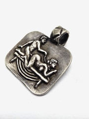 Ancient Roman Erotic Silver Pendant Classical Bed Scene Relief Artifact