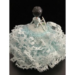 Lace Doll Figurine Unisex Small Blue Vintage Wire Body Handcrafted Unbranded