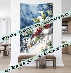 Holly & Snow tapestry traditional winter berry style 39X59 in