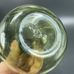 Green Hand Blown Art Glass Vase Bottle With Optic Swirl Hand Made Glassware VTG