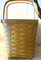 Longaberger Picnic Basket w/ 2 Insert Protectors, Double Handle, Wine & Cheese