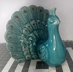 Vintage Italian Majolica Peacock Stunning Unique 11″ Wing Span