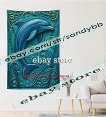 Sea Turtle Relief Tapestry 3D look Wall Art coastal decor 39X59 in