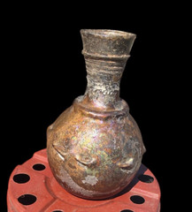 Authentic Ancient Roman Iridescent Ribbed Glass Vessel – Purple Iridescence