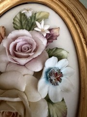 Capodimonte Porcelain 3D Flowers Framed Made in Italy Carlo Lowastano(small Chip