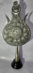 Rare handmade metal shia Alam or processional standard with quran calligraphy .