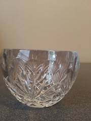 Lead Cut Crystal Apple Shaped Trinket Bowl Candy Dish Lid