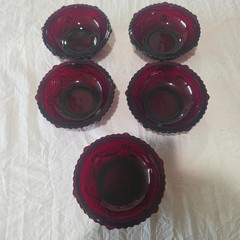 4 – Avon Cape Cod Dessert Berry Bowls Ruby Red Vintage 1981-1990