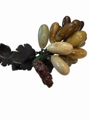 Green Brown Jade Grape Cluster Jade Stone Leaves MCM Decor Mid Century Art Deco
