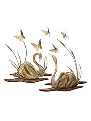 Vintage Pr Swan Cattails 5 Butterflies Wall Decor Home Interiors Wood Metal MCM