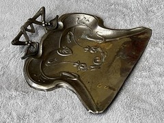 Antique Art Nouveau Brass Crumb Dustpan & Brush Set “Silent Butler” c.1900–1940