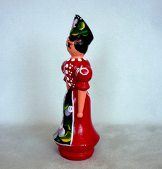 Hungarian Wooden Folk Art Doll Hand Painted Tole Ware Traditional Costume 5″ VGC