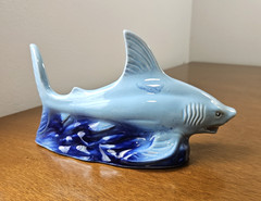 Vintage Large Blue Shark Figurine Sculpture Ocean Life From Brazil 9 Inches Long