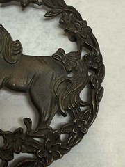 Vintage Unicorn Potpourri Lid Pewter Metal Lid 3″
