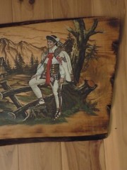 Switzerland Swiss Alps Sheep Farmer Cabin Nature Oil Painted Wood Wall Picture