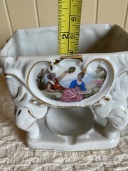 Vintage White Footed Victorian Style Footed Cigarette Holder Trinket Box Japan