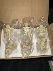 6 Resin Cherub Angels Planter Pot Edge Hangers Huggers In Original Packaging
