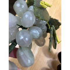 VTG Chinese Carved Jade Stone Fruit Grapes Oranges Decor Set MCM Chinoiserie 60s