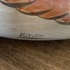 Vintage Tonala Pottery Hand Painted Duck Mexico Folk Art Large