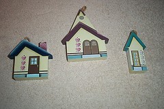 HAND CRAFTED COUNTRY WOOD WALL HANG “COUNTRY CHURCH & HOUSE” 3 piece set