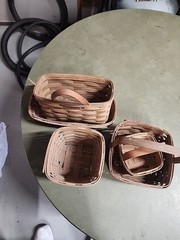 LOT OF 5 ASSORTED LONGABERGER BASKETS VARIOUS SHAPES SIZES 1980s CHEAP L$$K