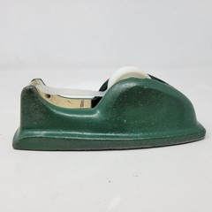 Vintage Permacel Cast Iron Tape Dispenser Green Industrial Heavy Duty MCM Desk