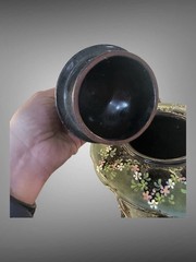 Antique Samovar Tea Urn Jackfield Black Jet Ware Hand-Painted