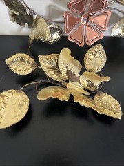 2 Vtg Homco Metal Brass Copper Gold Tone Flower Leaves Butterflies Wall Art
