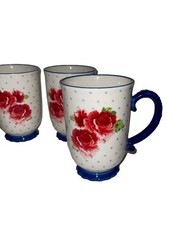 4 Large Pioneer Woman Ceramic Mugs ￼roses Fun