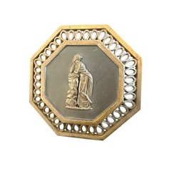 Vintage Greek Mythology Relief Plaques Set Of 6 Octagonal Brass Wall Decor