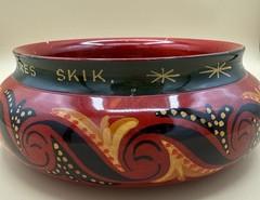 Vintage Norwegian Rosemaling Ale Bowl Ølbolle Hand-Painted Folk Art 8”