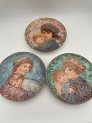Lot of 3 Vintage Edwin Knowles Mother’s Day Plates with Edna Hibel Design