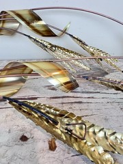 Vintage Wheat Stalk Wall Hanging Metal Brass Hollywood Regency MCM Decor (2)