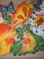 VTG Homco & Universal Statuary 3-D Wall Art Decor Mushroom Frog Butterfly MCM